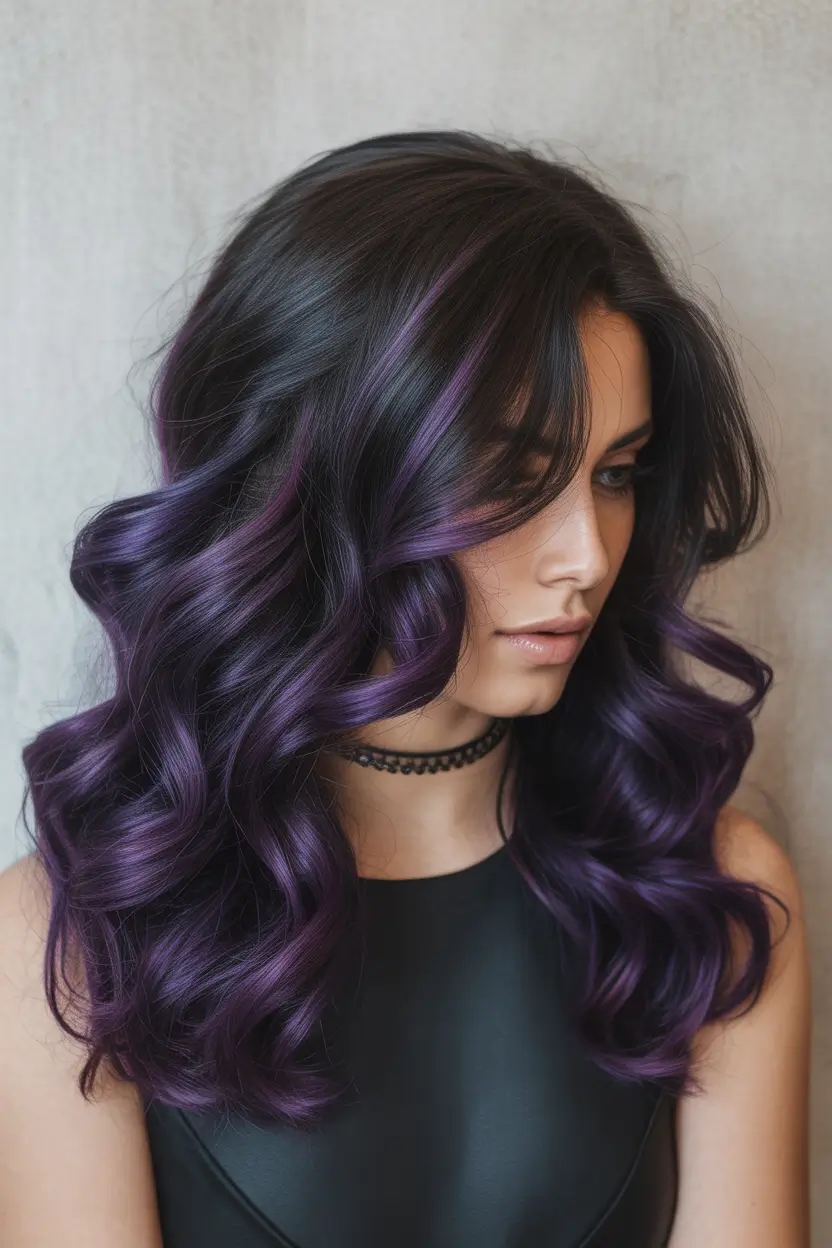 brunette hair color 2026 trends Dark-Violet Brunette With Luxurious Jewel Depth