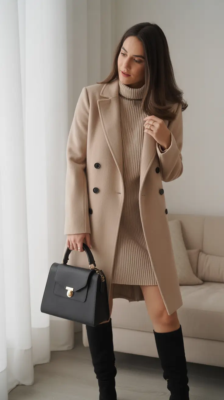 business casual outfits Soft Neutrals and Knit Textures