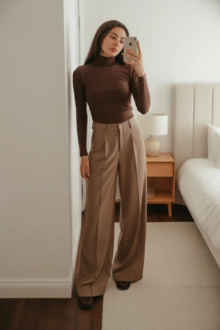 business casual outfits Mocha Tones and Minimalist Lines
