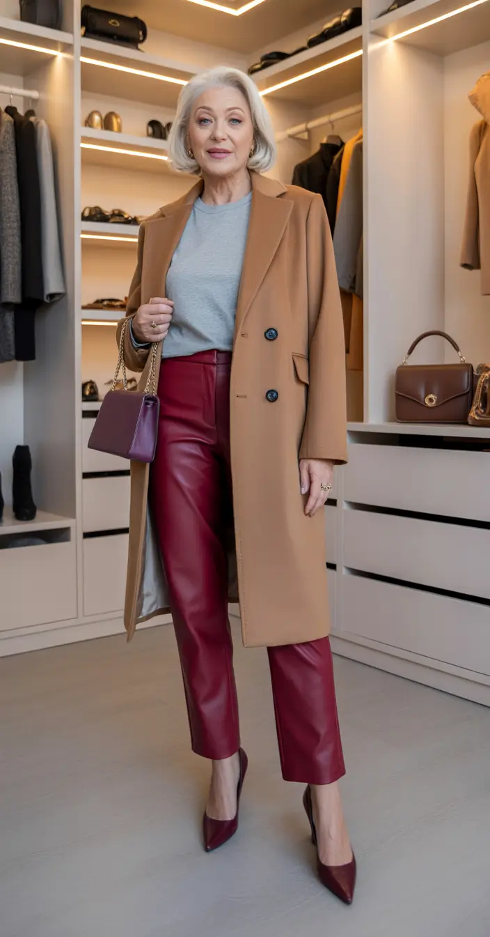 Capsule Wardrobe Outfits Warm Neutrals with a Pop