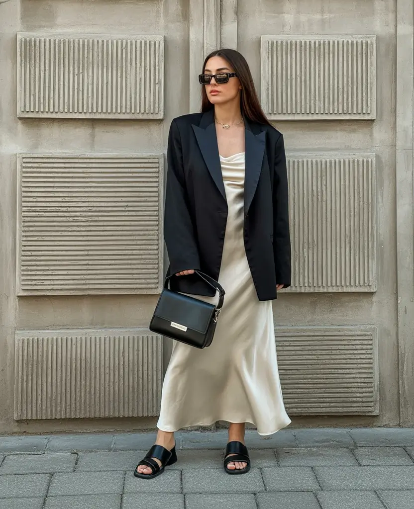 Capsule Wardrobe Outfits Understated Satin Edge