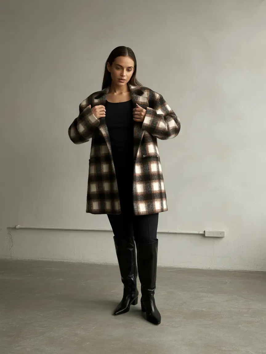 winter business casual outfits Checks and Boots – Classic with a Twist