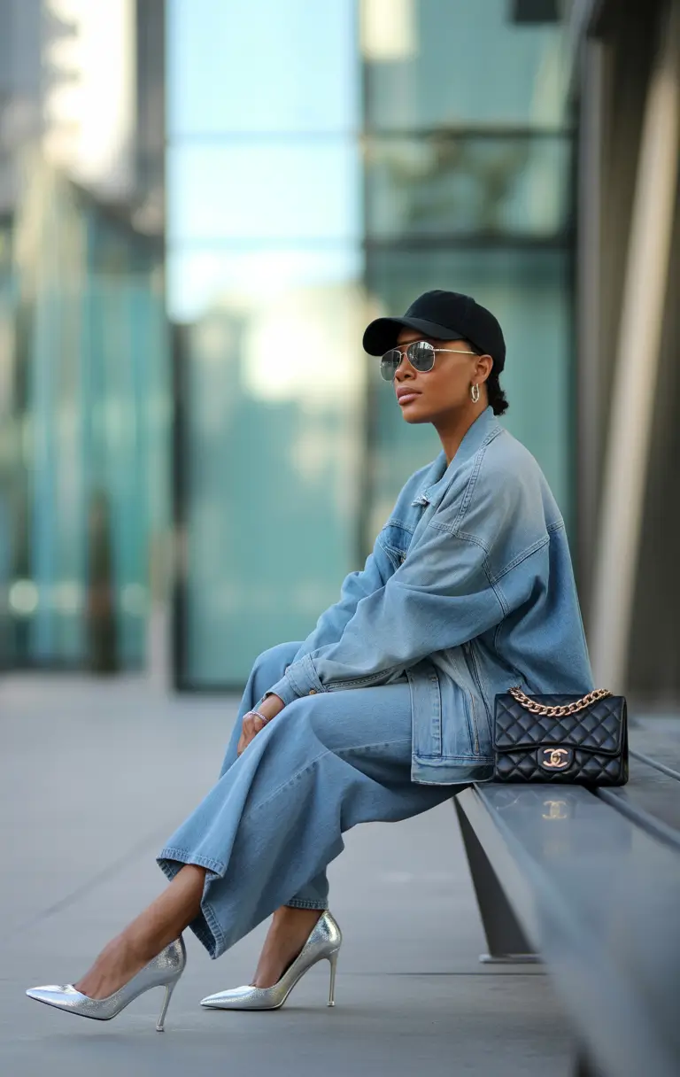 outfits for black women Minimalist Denim Street Style