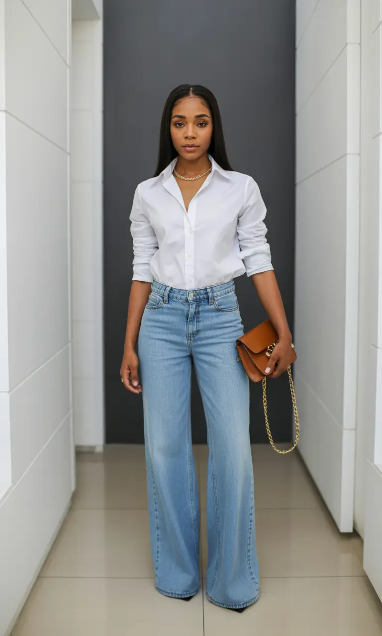 outfits for black women Crisp White Shirt Elegance