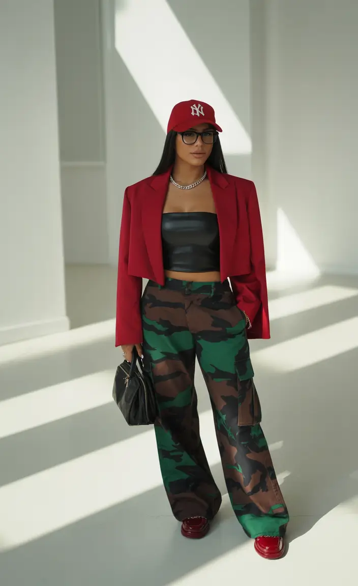 outfits for black women Bold Red Power Layers