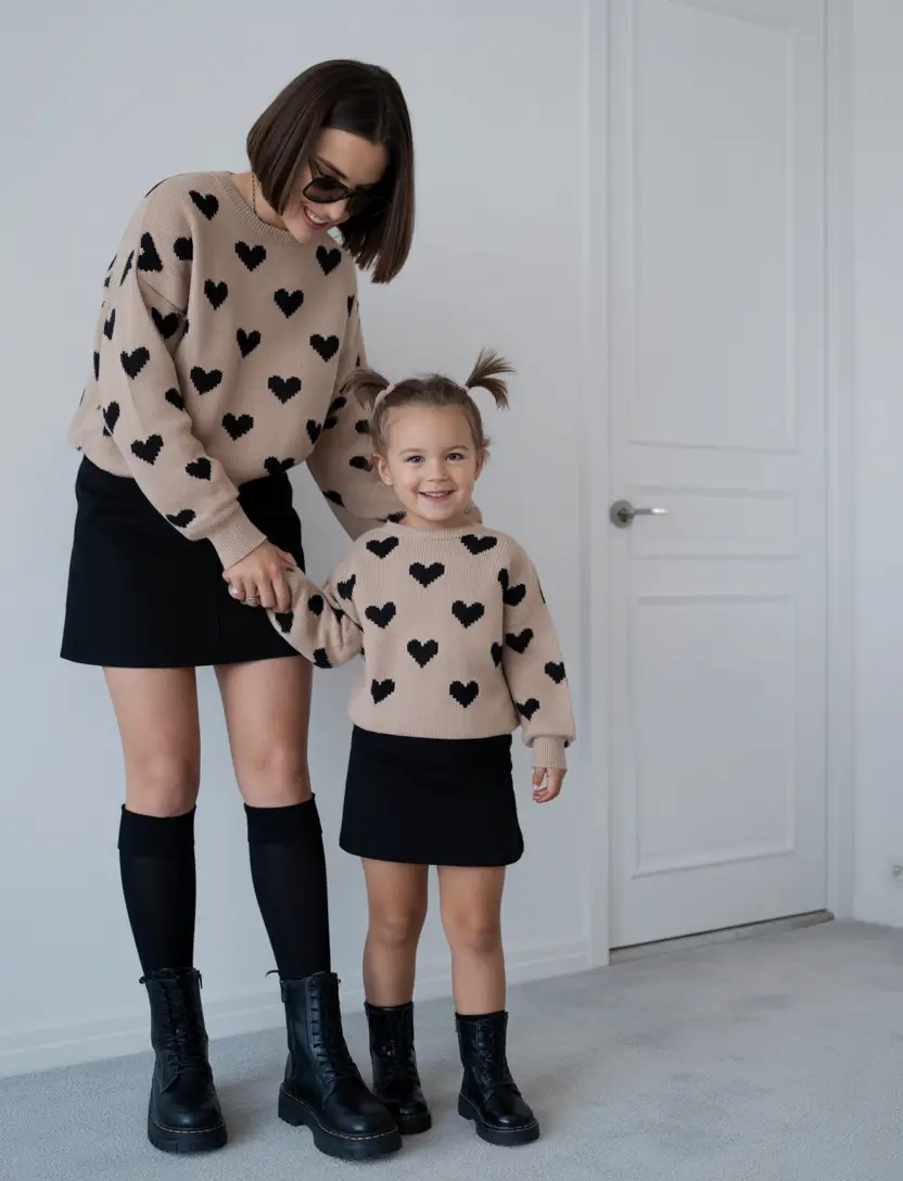 mom outfits Heart-to-Heart Knit Magic