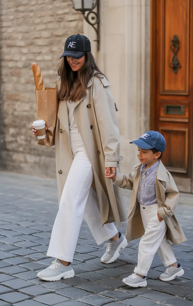 mom outfits Trench Coat Twins