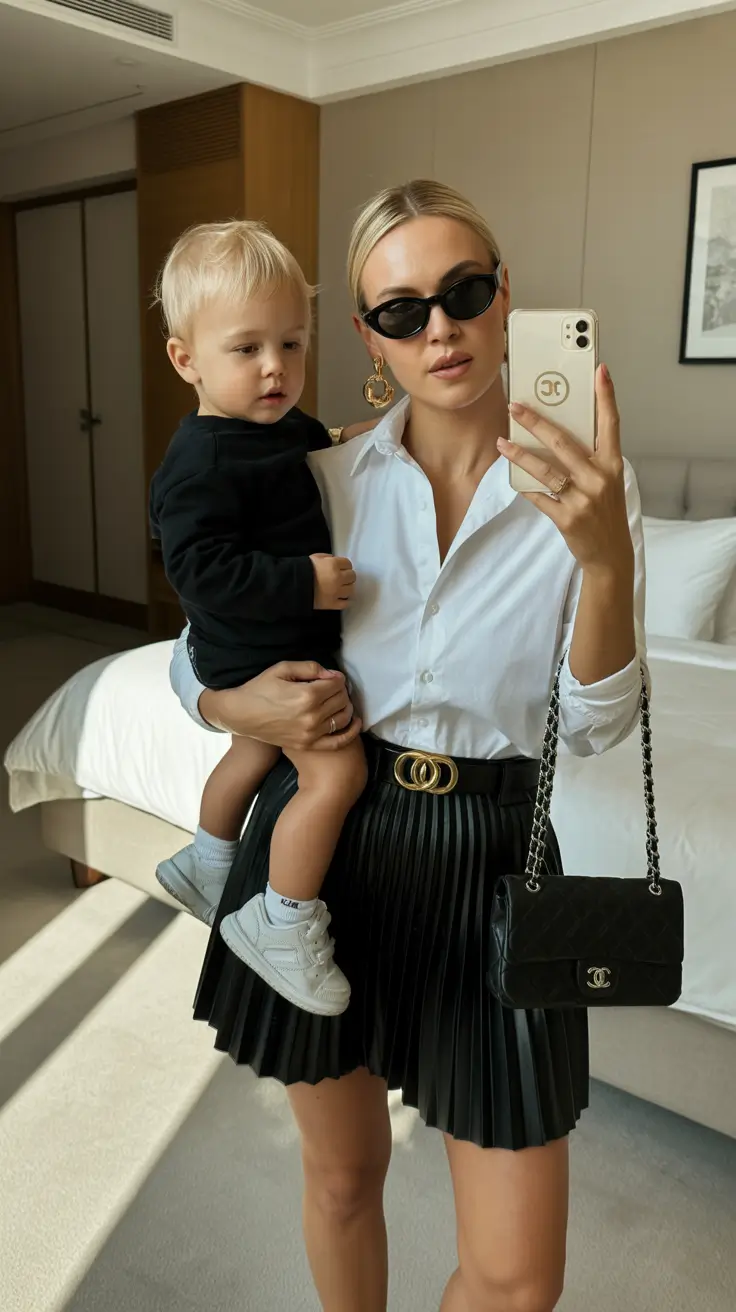 mom outfits Monochrome Chic with a Twist