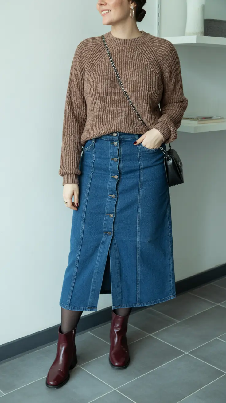 mom outfits Denim Skirt Revival