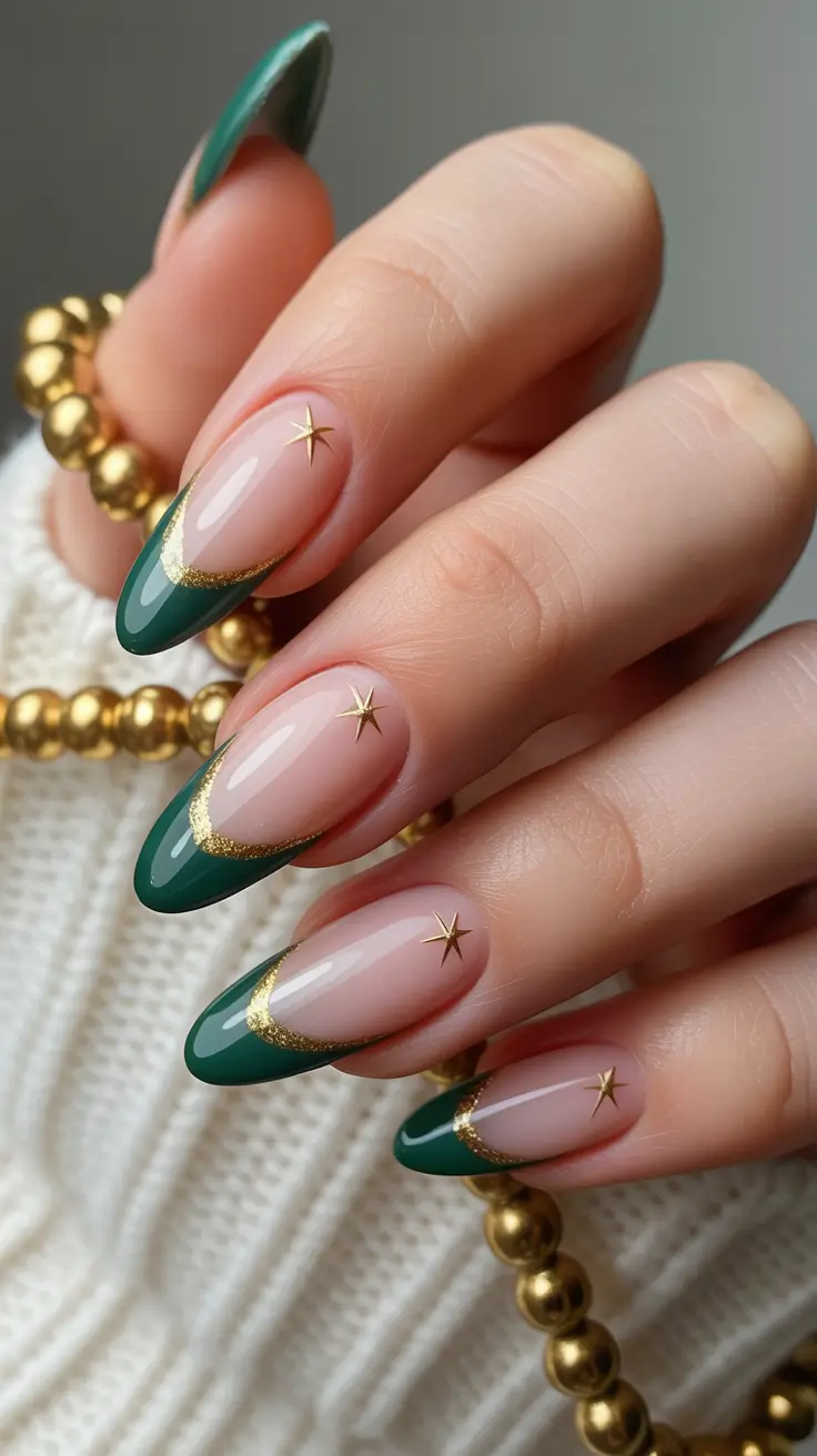 easy christmas nails Emerald Constellation