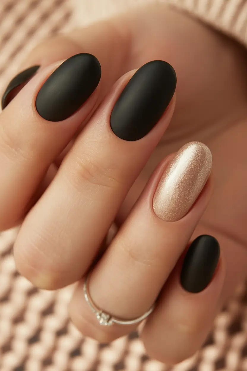 easy christmas nails Black and Gold Velvet Magic