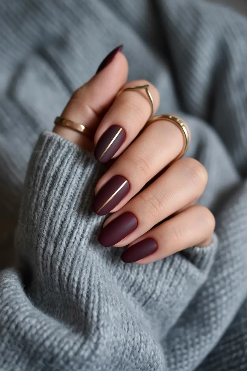 easy christmas nails Velvet Wine Minimalism