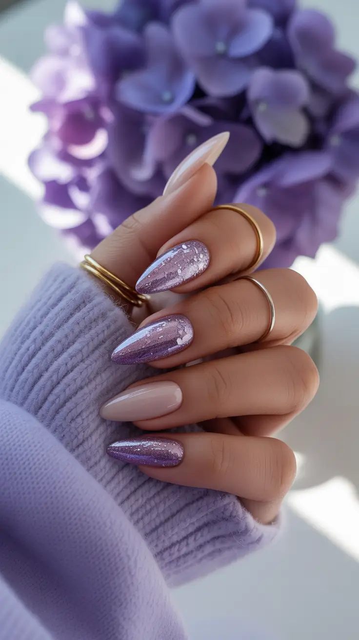 easy christmas nails Amethyst Shine