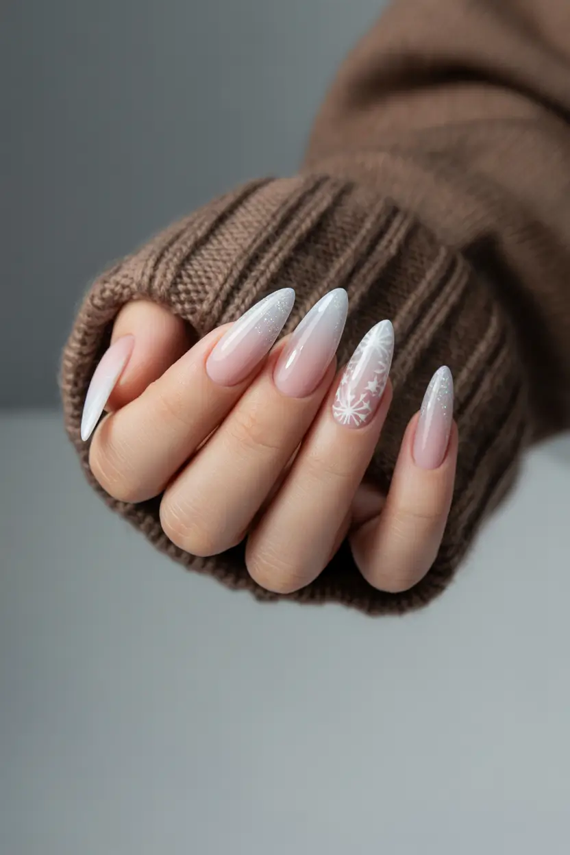 easy christmas nails Snowfall Ombré Grace