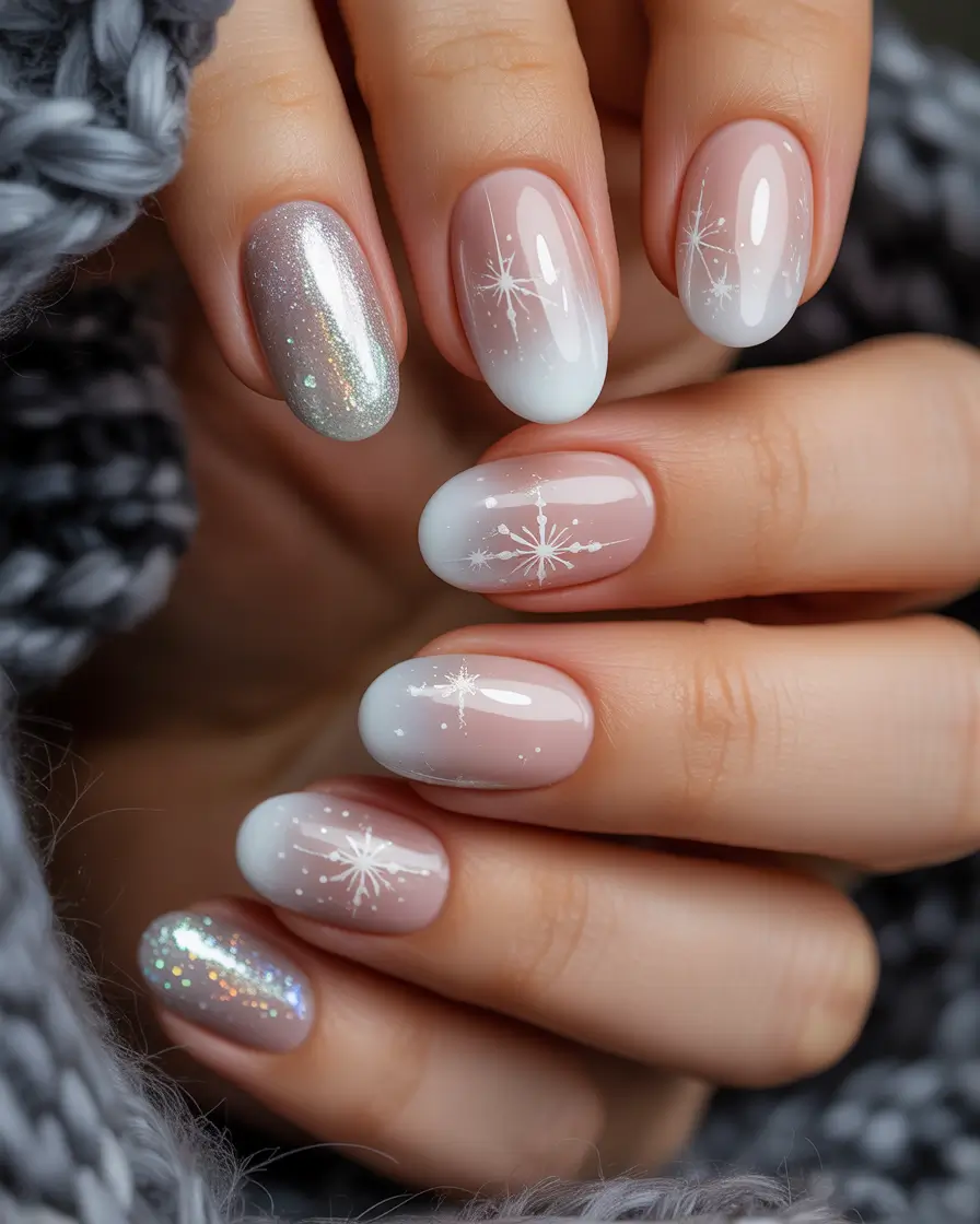 easy christmas nails Frosted Winter Glow