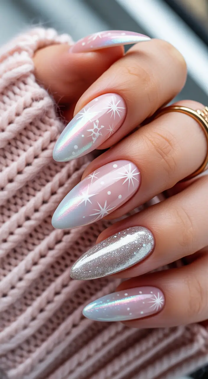 christmas nail design Silver Twilight Glow