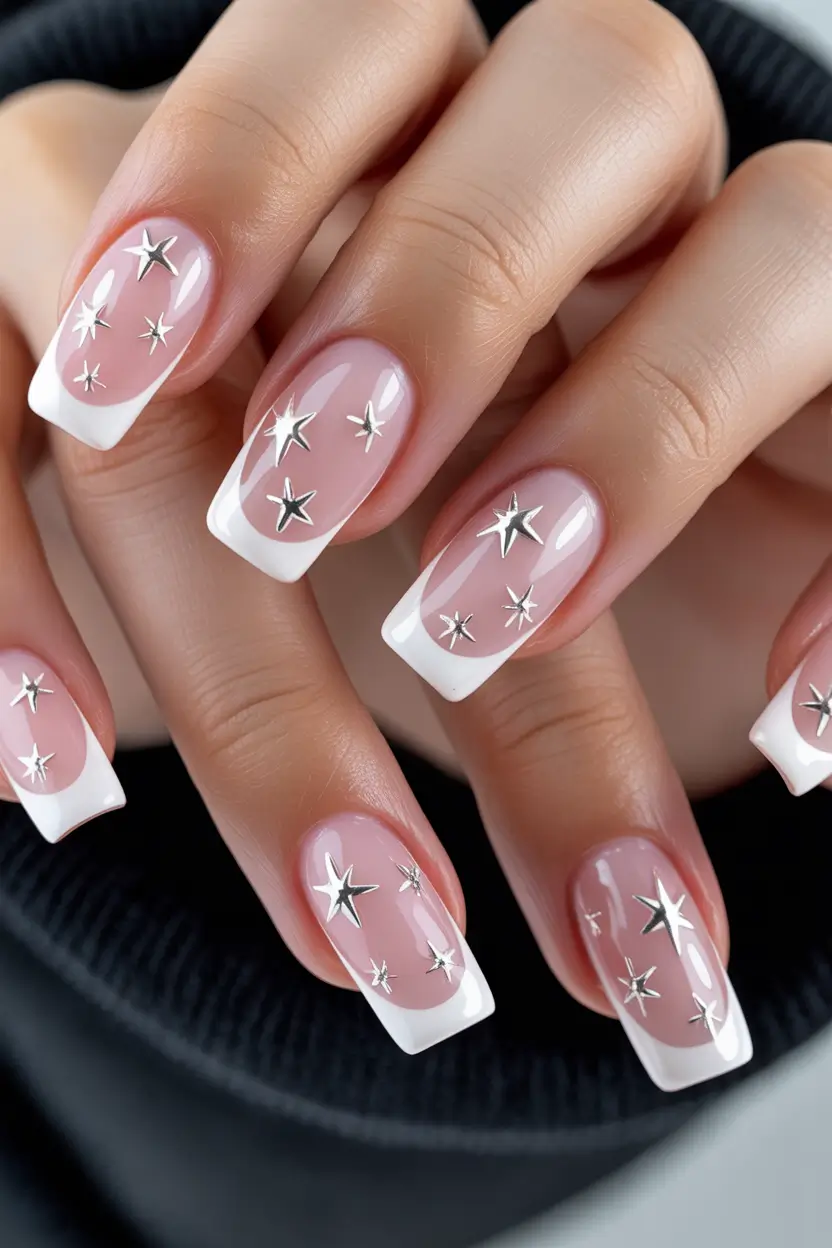 christmas nail design Starry French