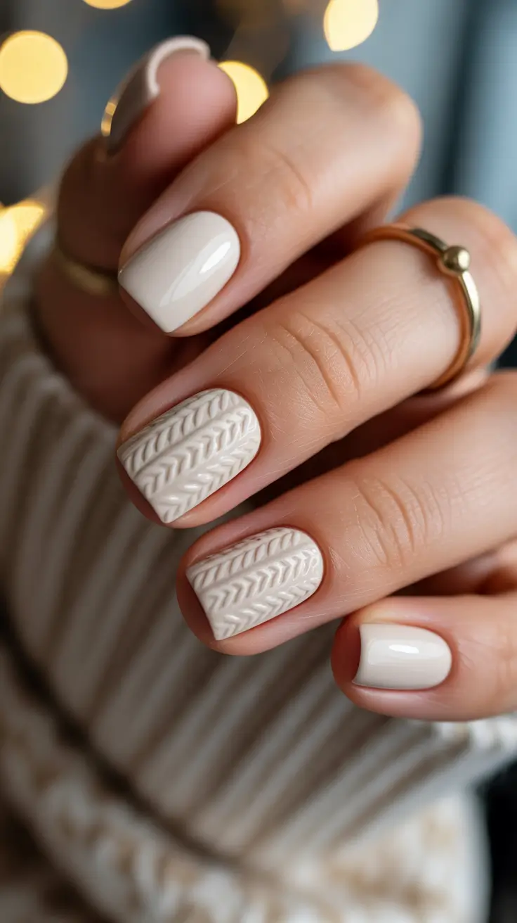 christmas nail design Ivory Knit Comfort