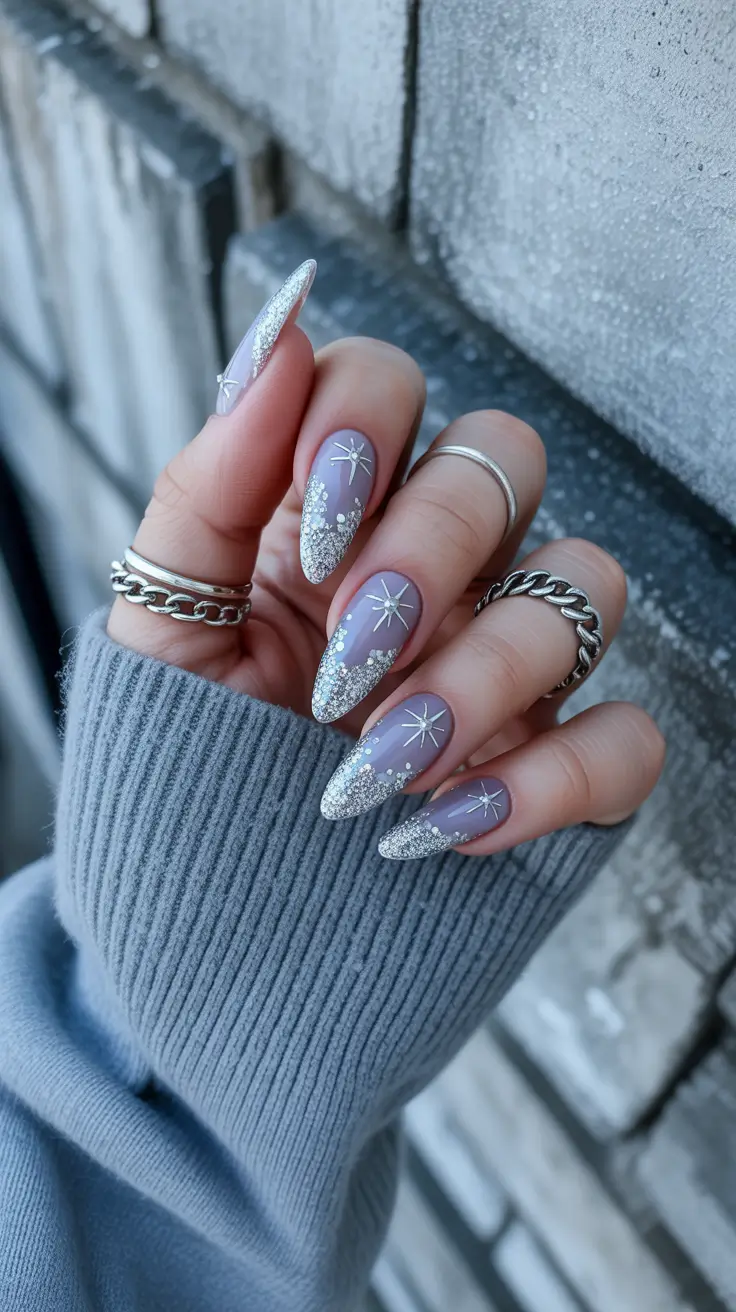 christmas nail design Frosted Starlight