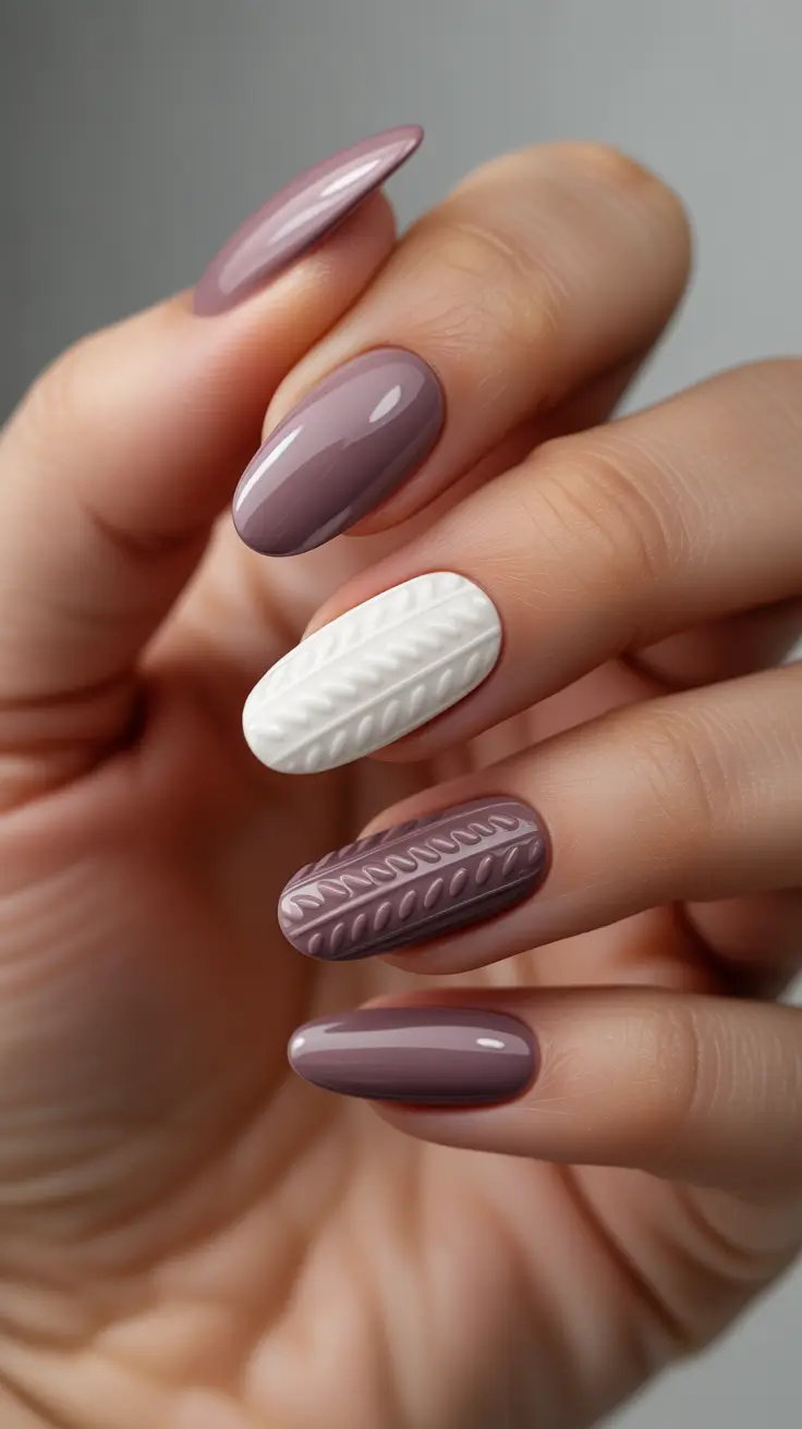 christmas nail design Cozy Knit Texture