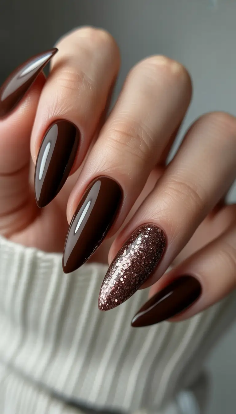 christmas nail design Chocolate Shimmer
