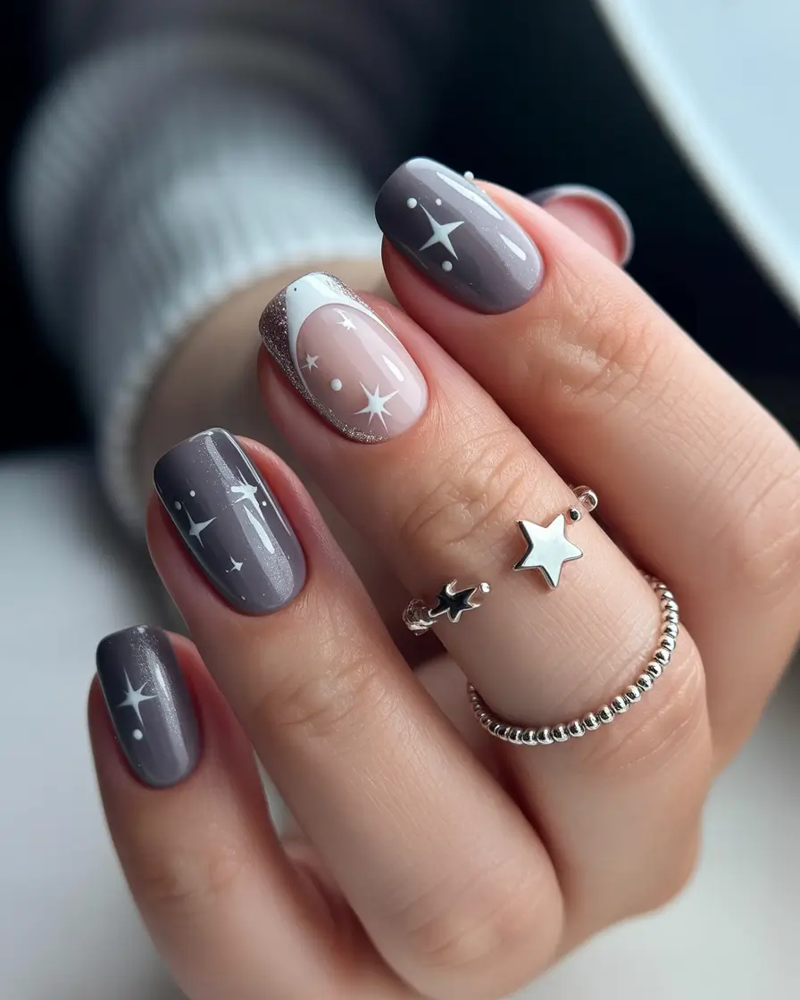 christmas nail design Starry Night Magic