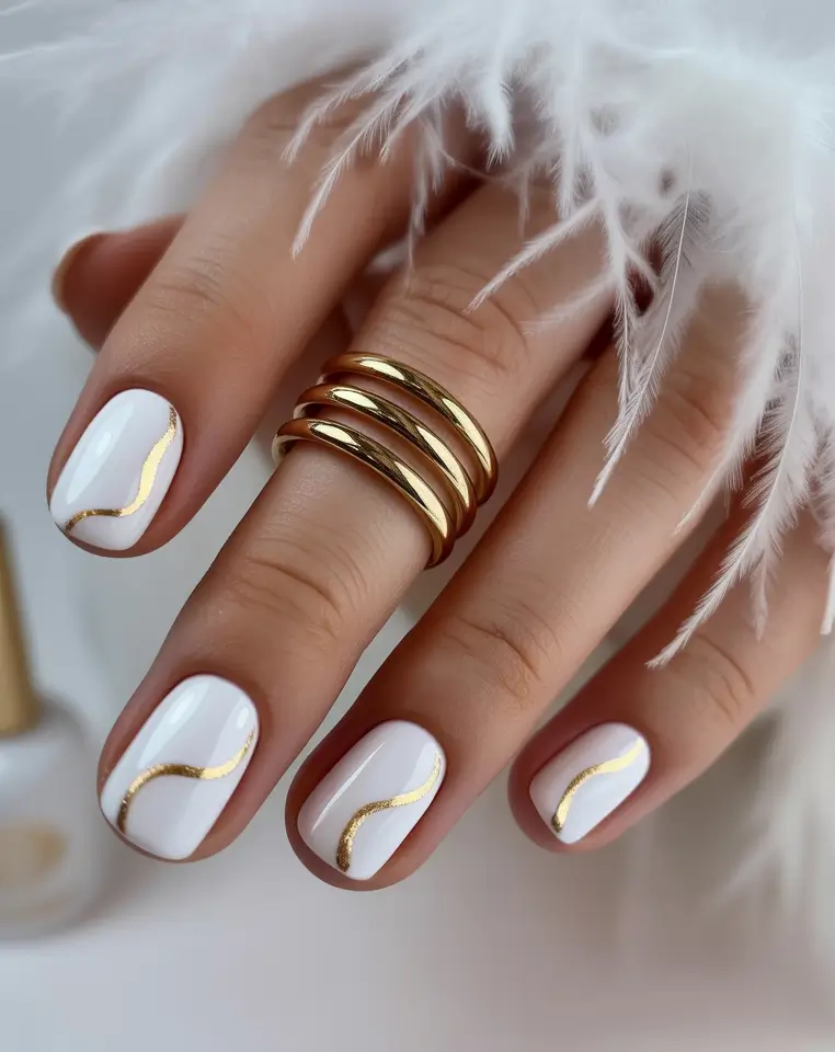 christmas nail design Golden Waves