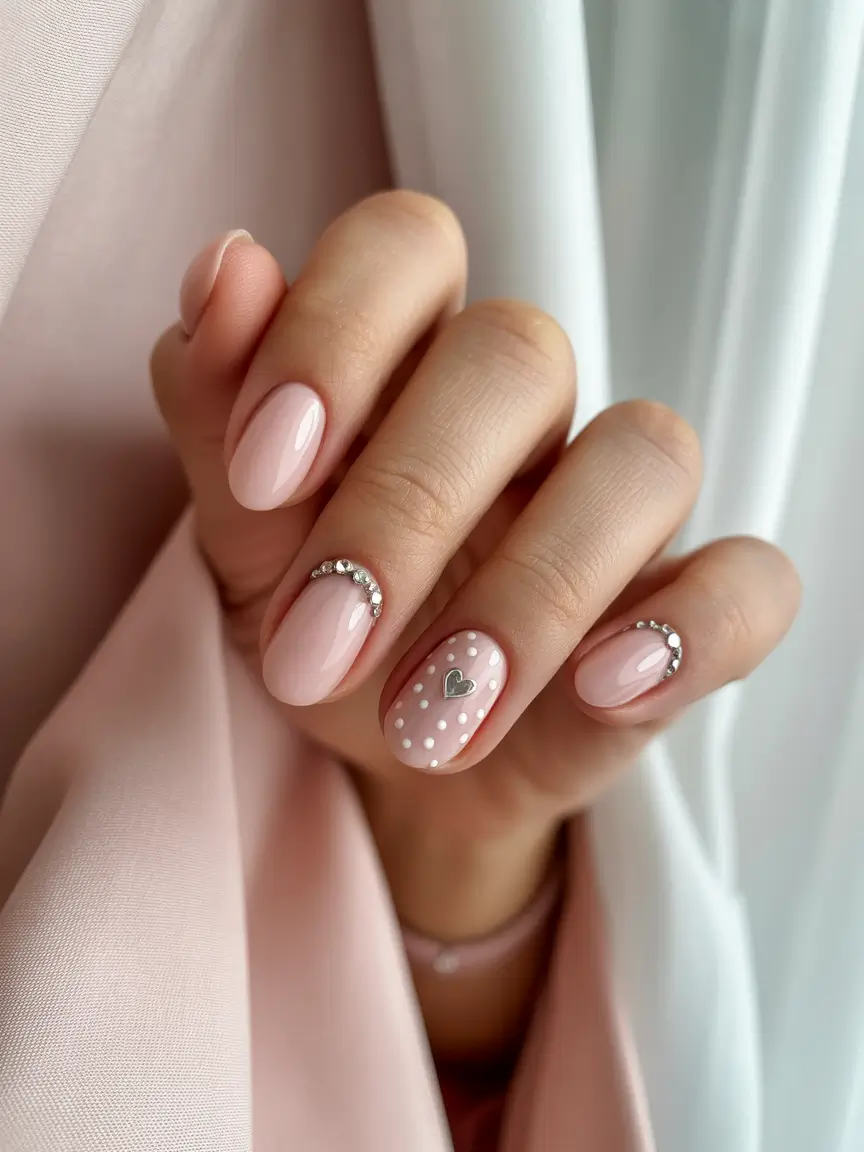 christmas nail design Frosted Blush Dots