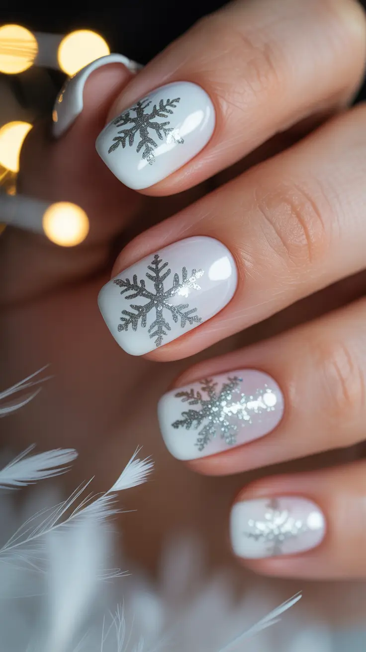 christmas nail design Crystal Snowflakes