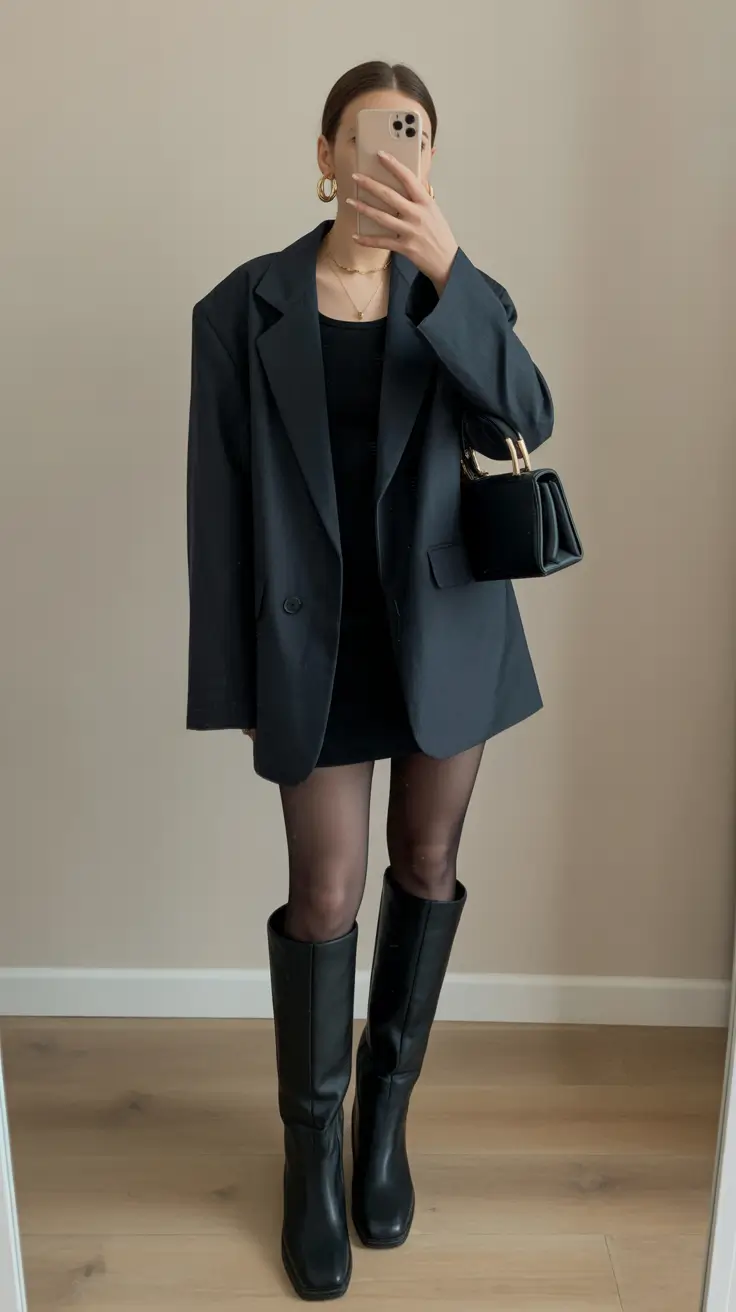 everyday outfit ideas 2026 - All-Black Elegance with Strong Lines