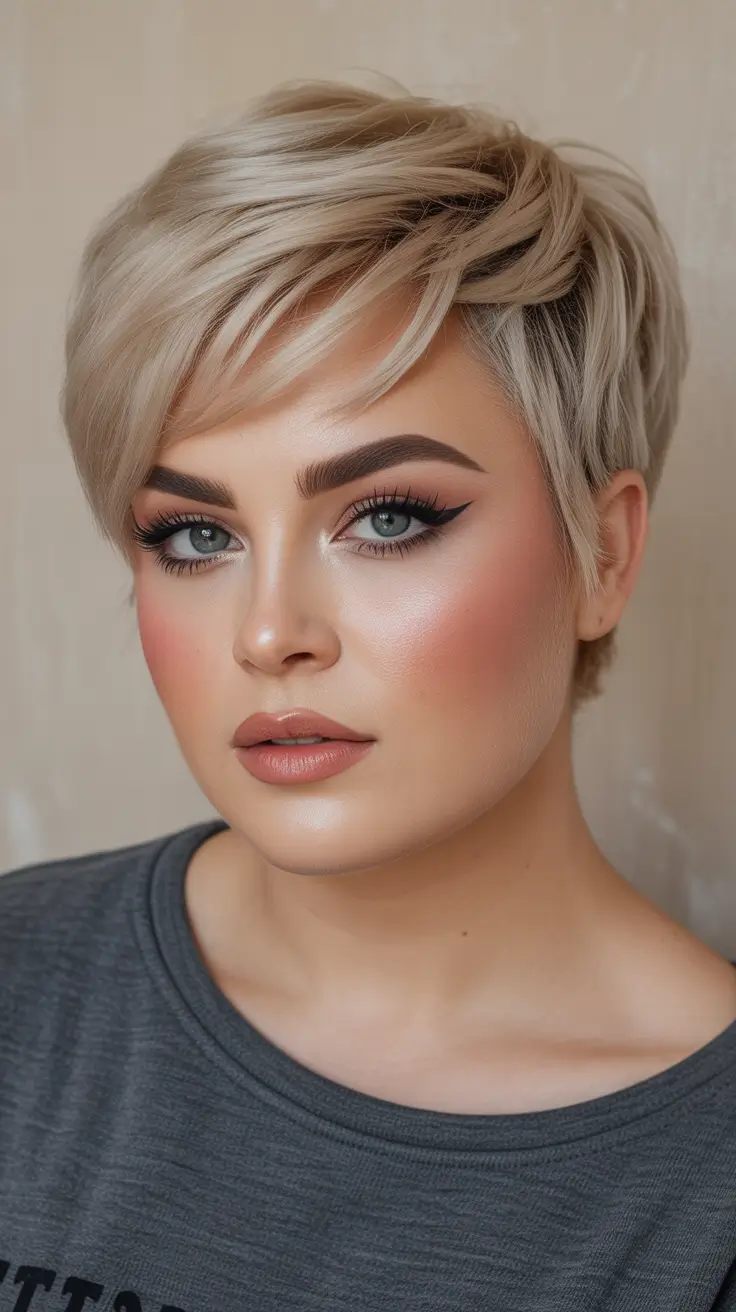 Haircuts for Plus Size Women Soft Layered Pixie With Feathered Texture