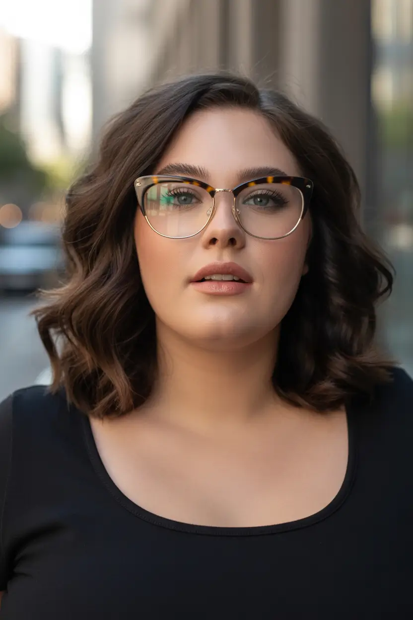 Haircuts for Plus Size Women Structured Wavy Lob With Face Framing Volume