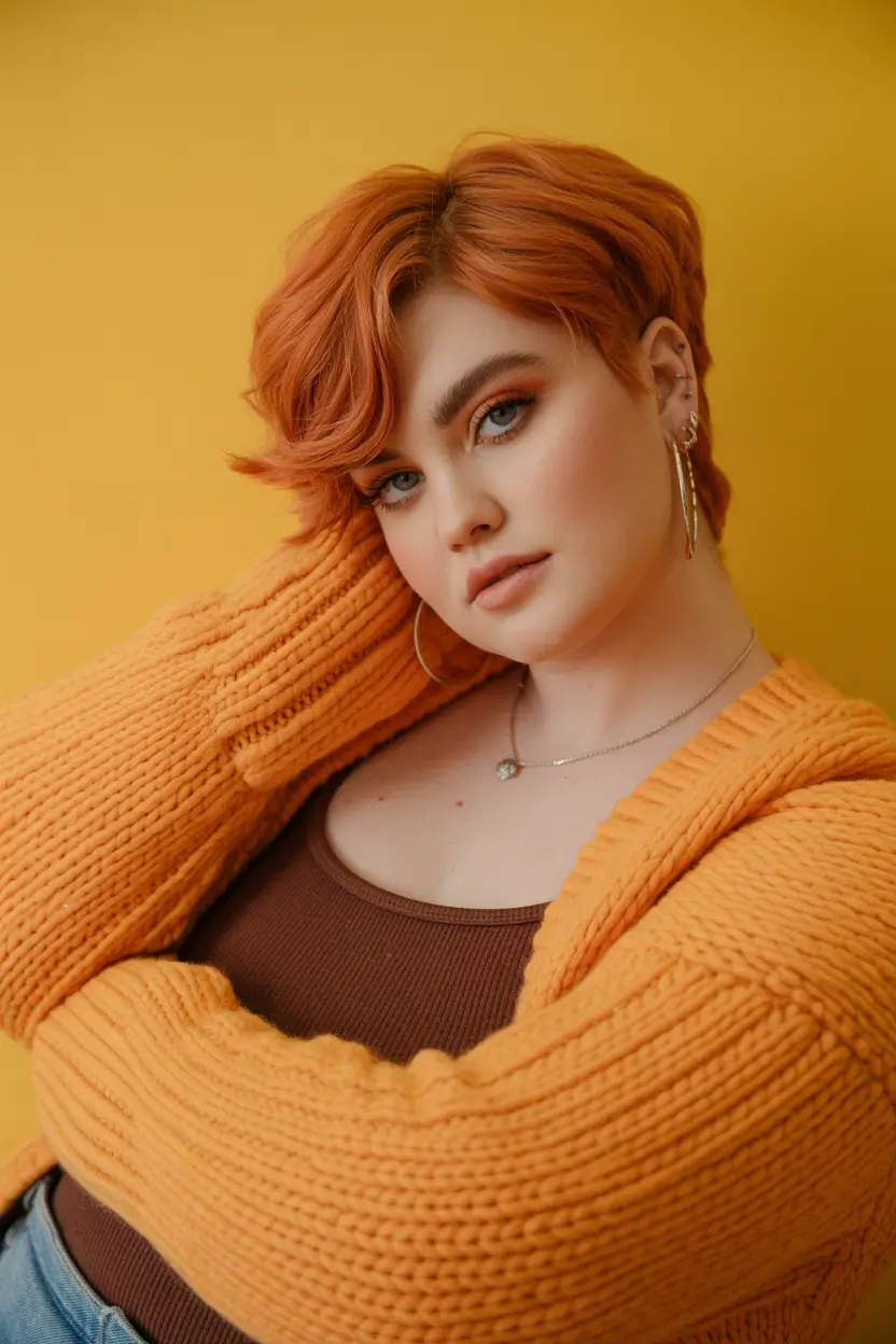 Haircuts for Plus Size Women Textured Copper Pixie With Playful Movement