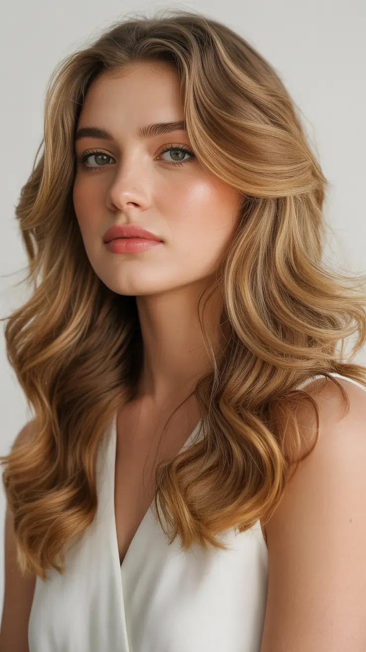 honey blonde hair color Soft Caramel Honey with Effortless Texture
