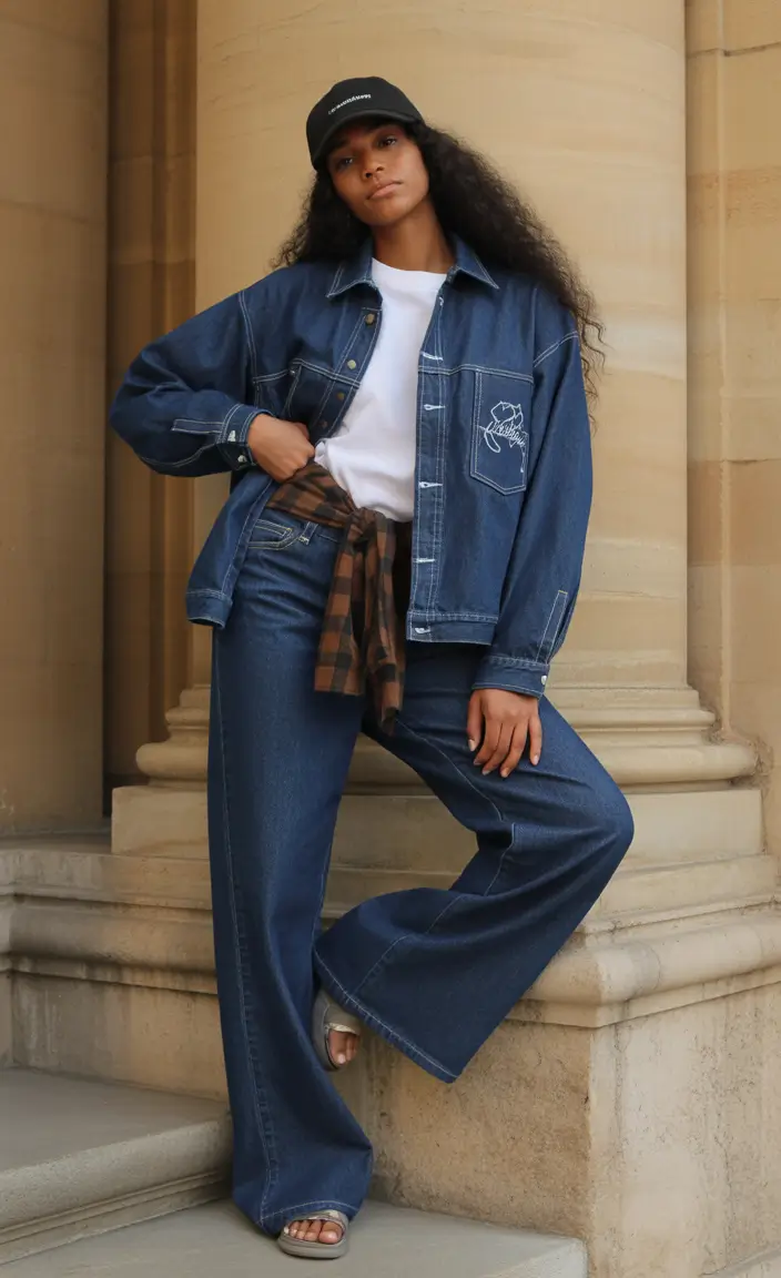 jeans outfits Denim on Denim with a Vintage Twist