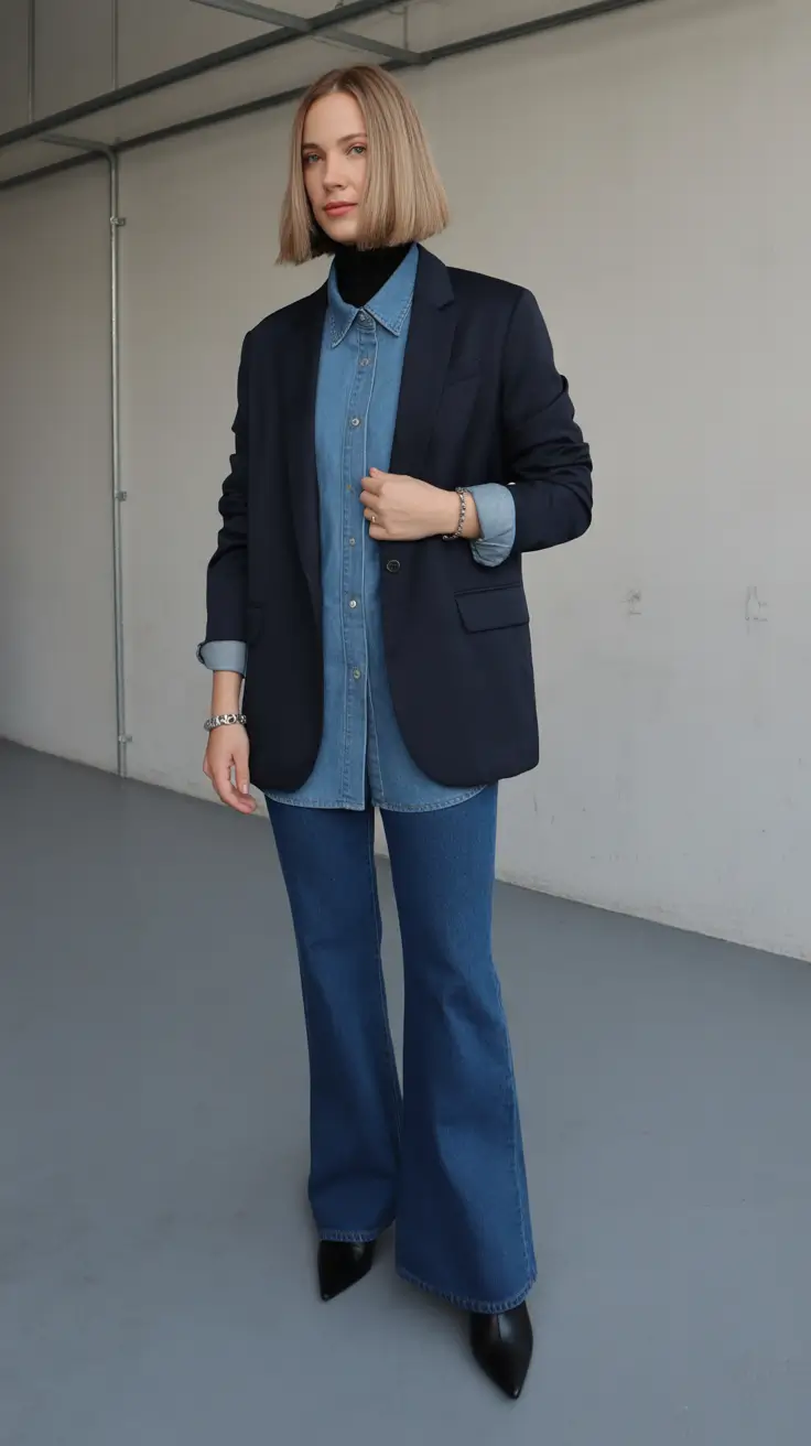 jeans outfits Polished Denim Layers for Transitional Seasons