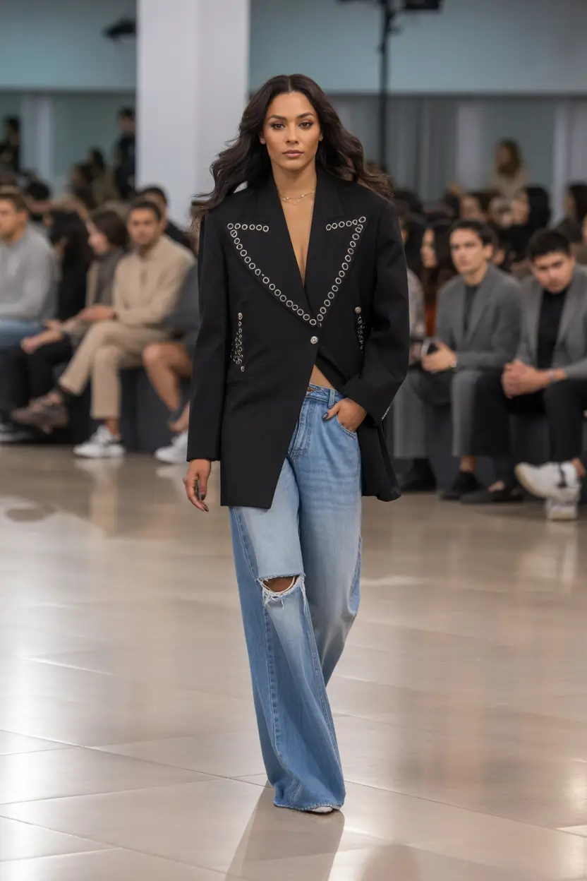 jeans outfits Runway-Ready Power with Effortless Denim