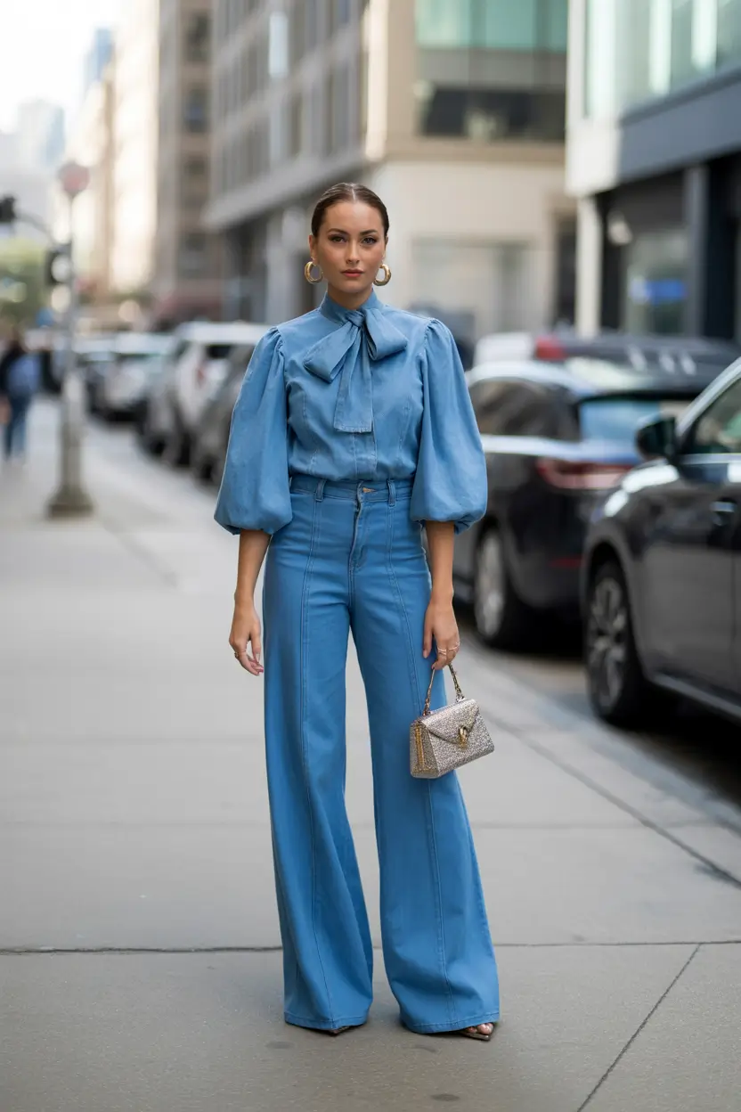 jeans outfits Modern Elegance in Blue Harmony