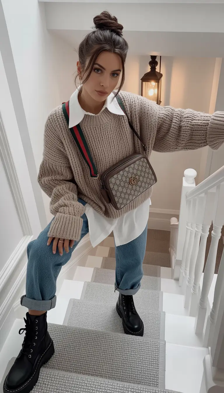 jeans outfits Cozy Textures Meet Everyday Elegance