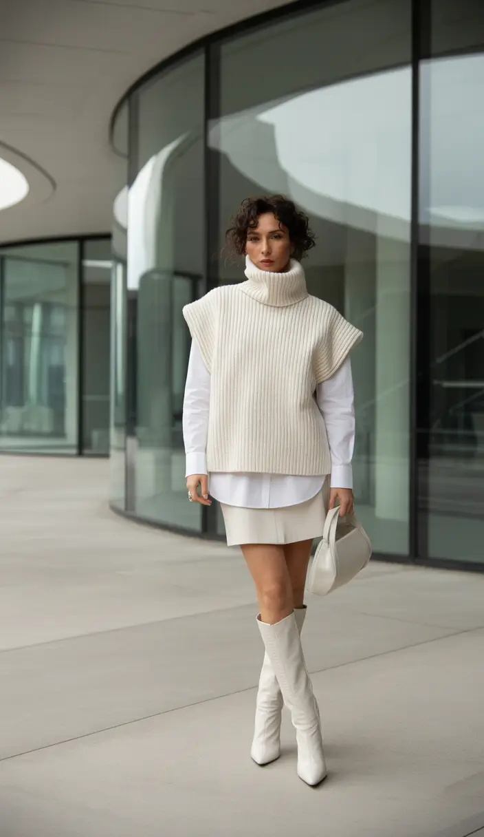 trendy outfits Minimalist Cream Layers for Winter Days