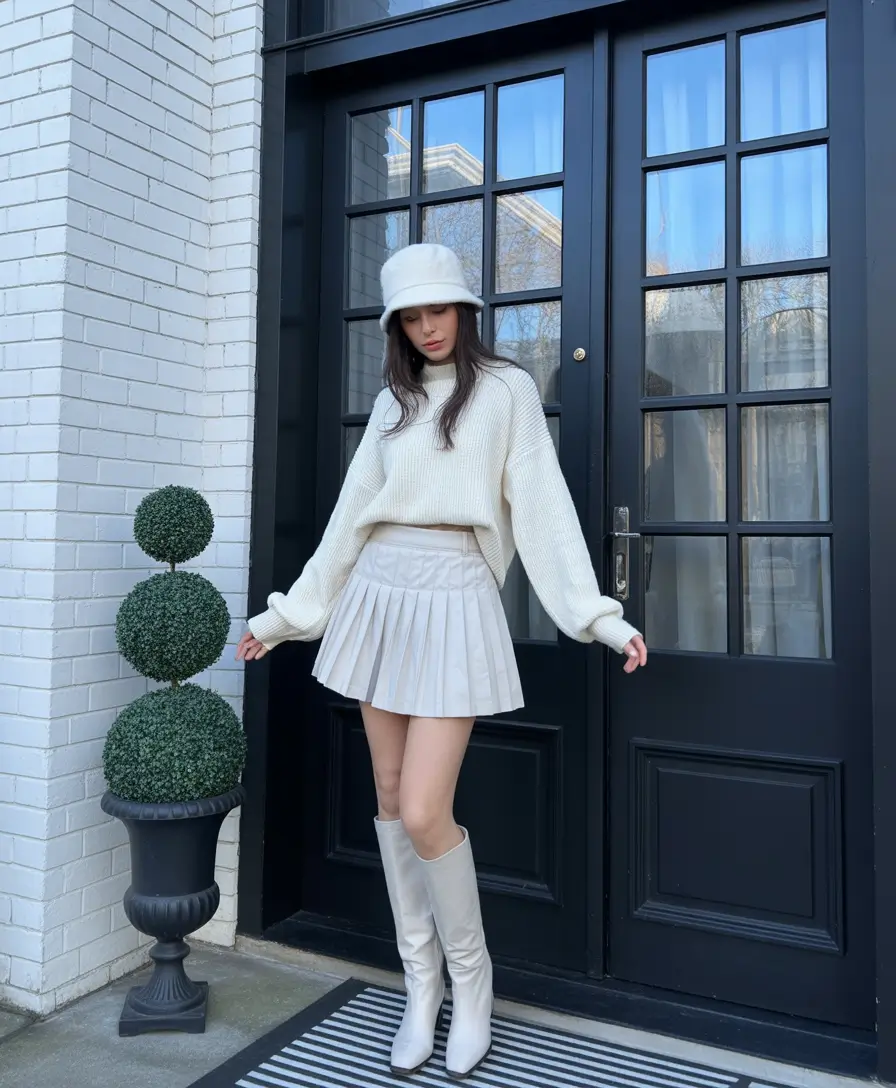 trendy outfits Winter Cream Romance