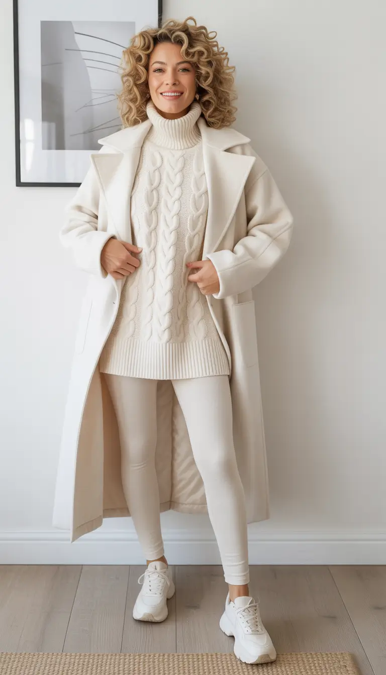 legging outfits Winter Whites Done Right