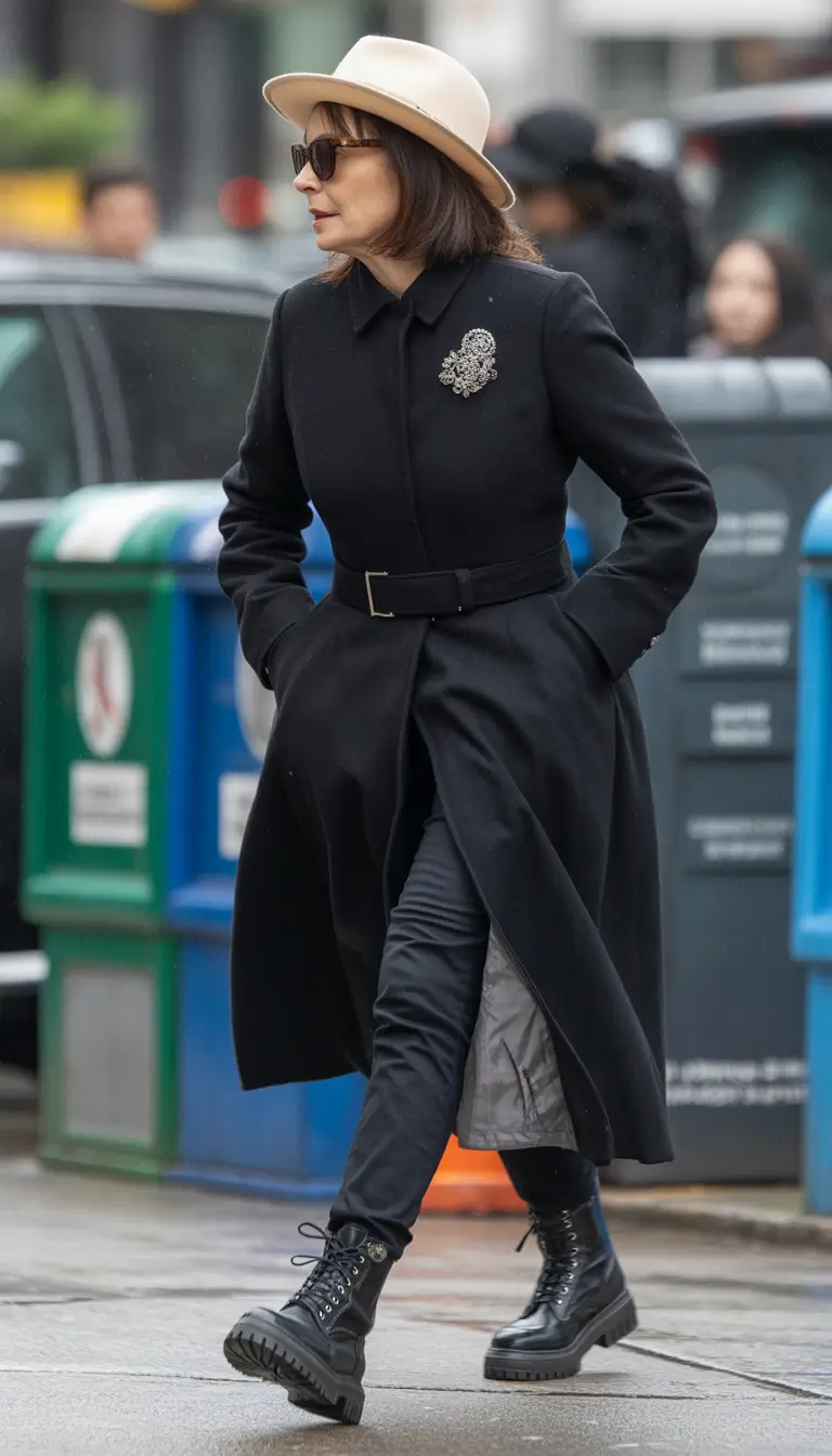 Outfits for Women Over 50 Street-Smart Winter Style with Rugged Boots