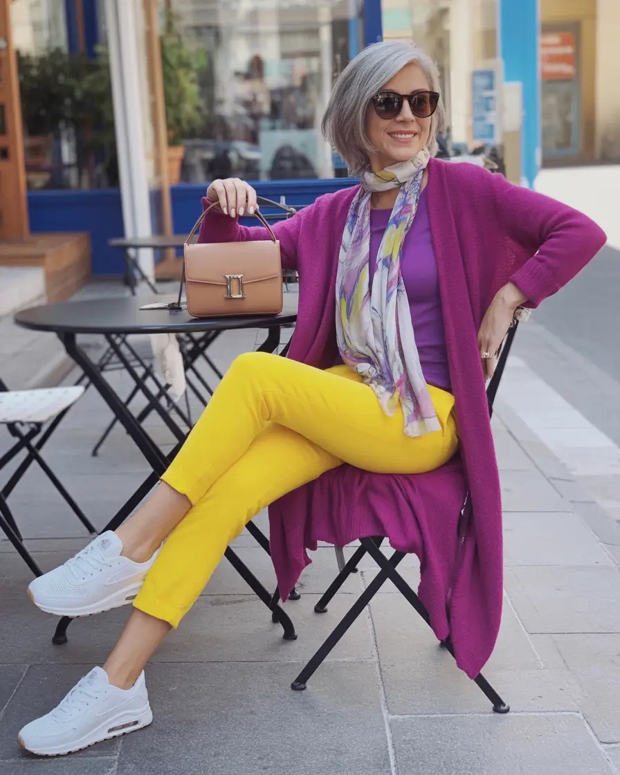 Outfits-for-Women-Over-50 Color Joy With Magenta, Purple, and Yellow