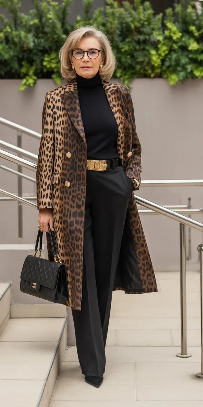 Outfits for Women Over 50 A Bold Animal-Print Statement for Power Days