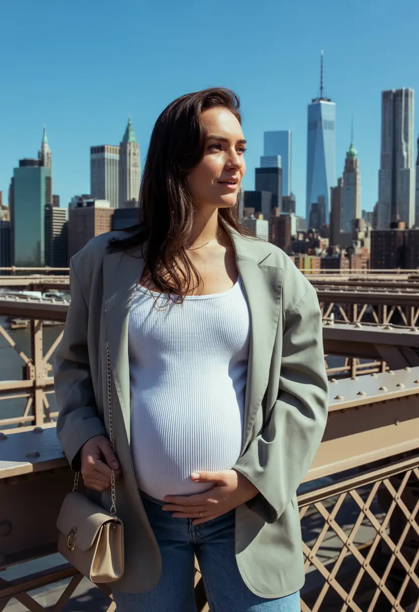 pregnancy outfits Soft City Layers With Quiet-Confidence Energy