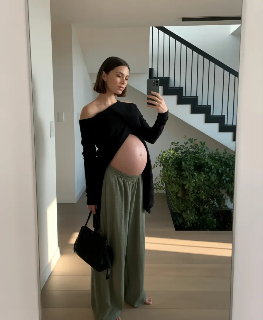 pregnancy outfits Bare-Bump Confidence With Soft Drape and Ease