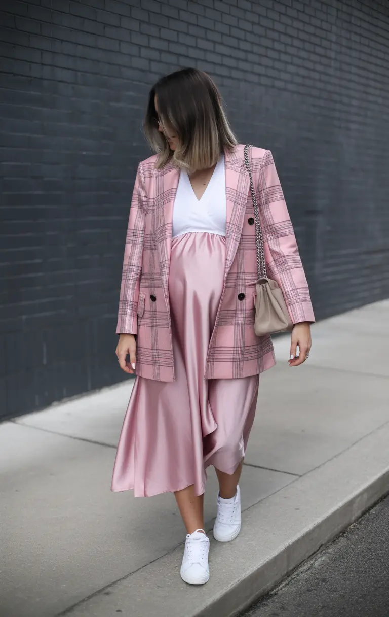 pregnancy outfits Silky Softness With a Tailored Finish