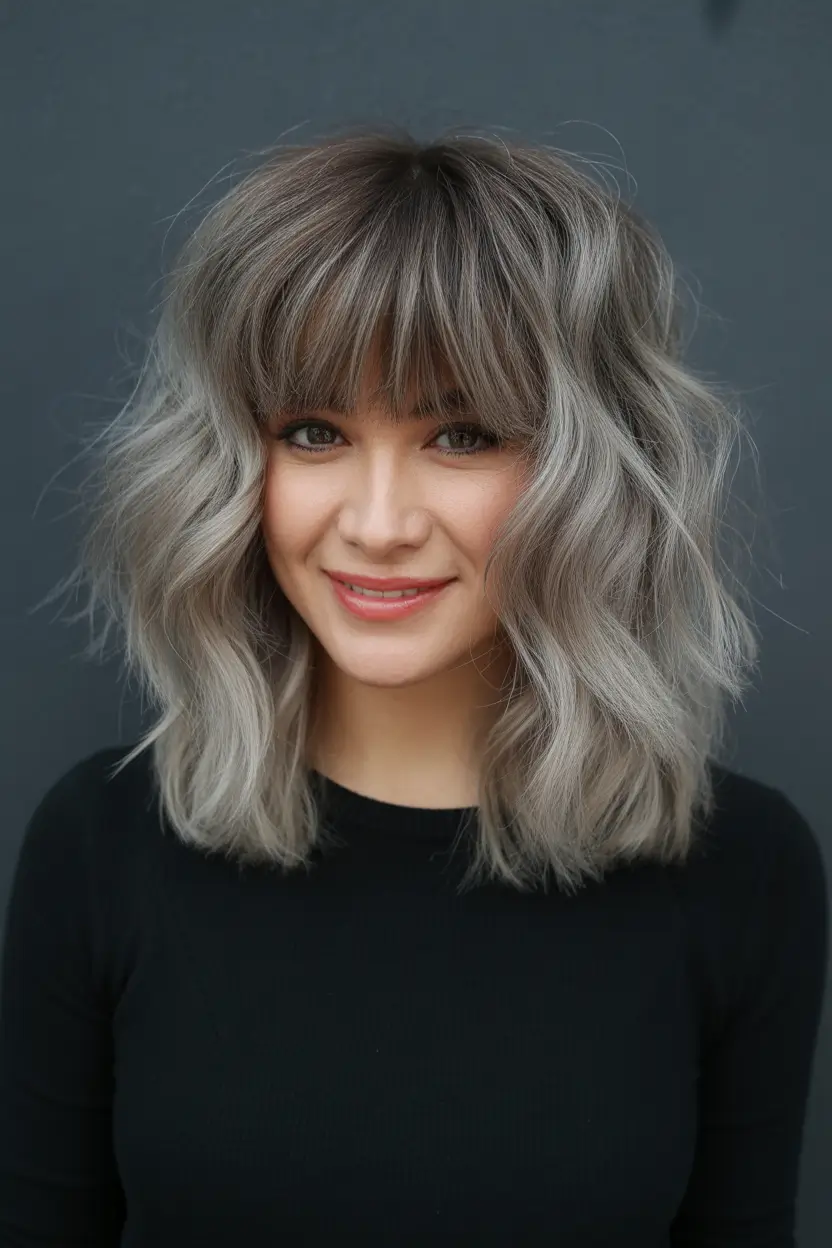 Mushroom Soft Wavy Mushroom Bob With Full Feathered Fringe