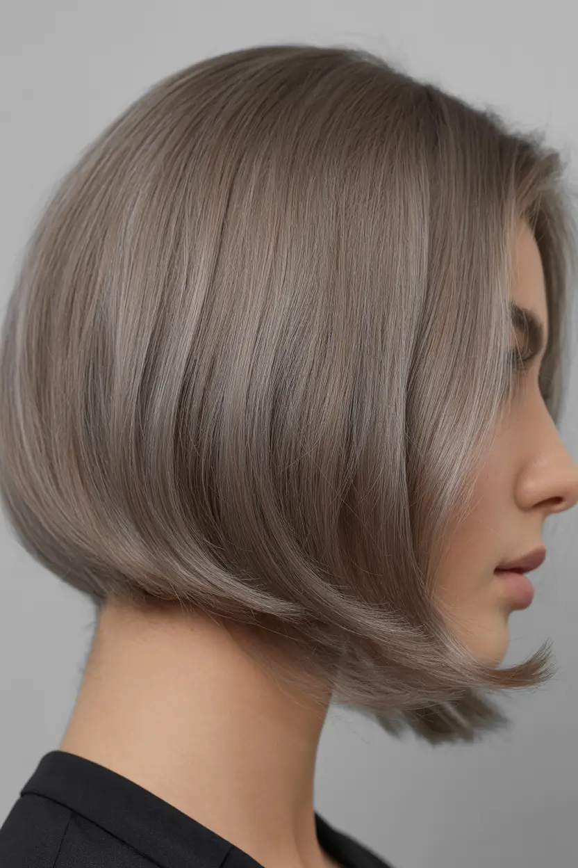 Mushroom Rounded Taupe-Mushroom Bob With Sleek Precision
